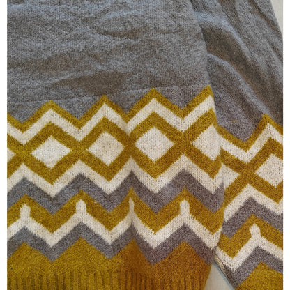 Gray and Yellow Chevron Fair Isle Knit Sweater