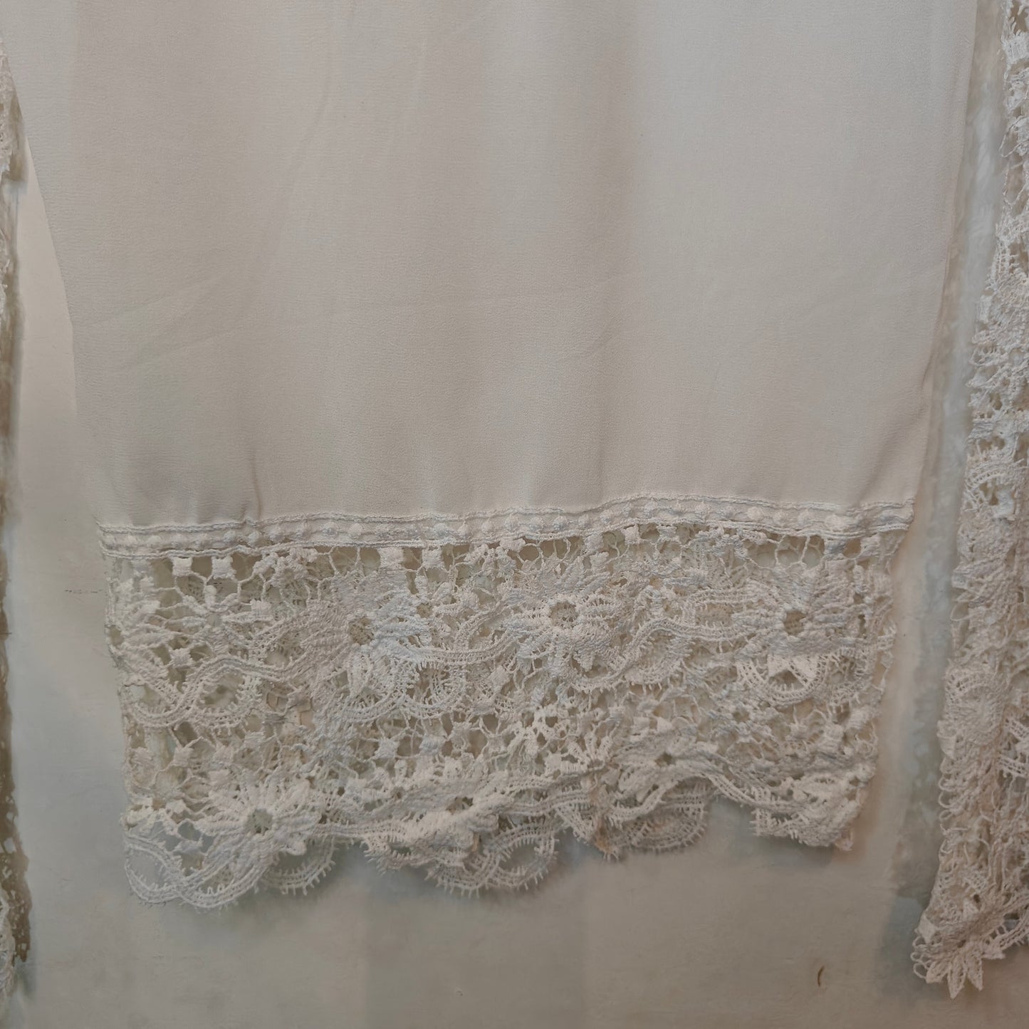 Ivory Lace Sheer Long-Sleeve Blouse