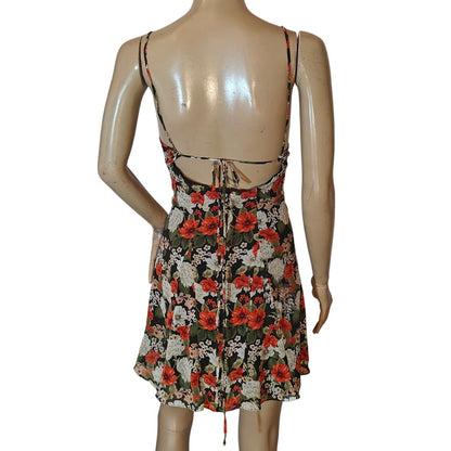 Black Floral Mini Slip Dress