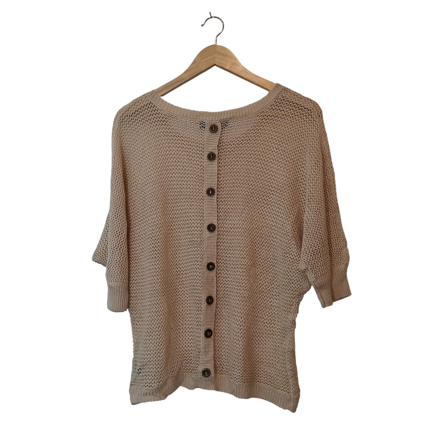Cream Open Knit Dolman Sleeve Sweater