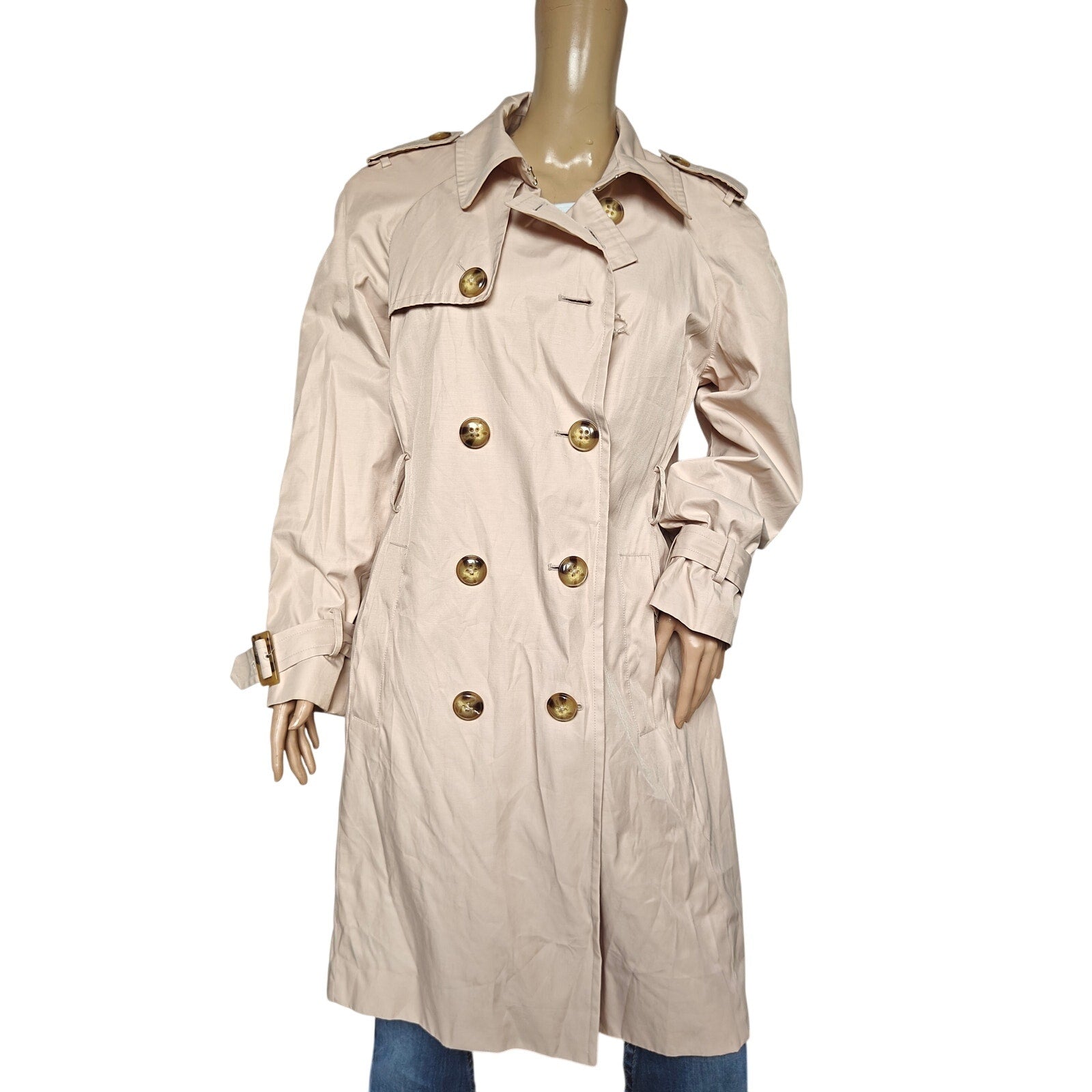 Beige Double Breasted Trench Coat