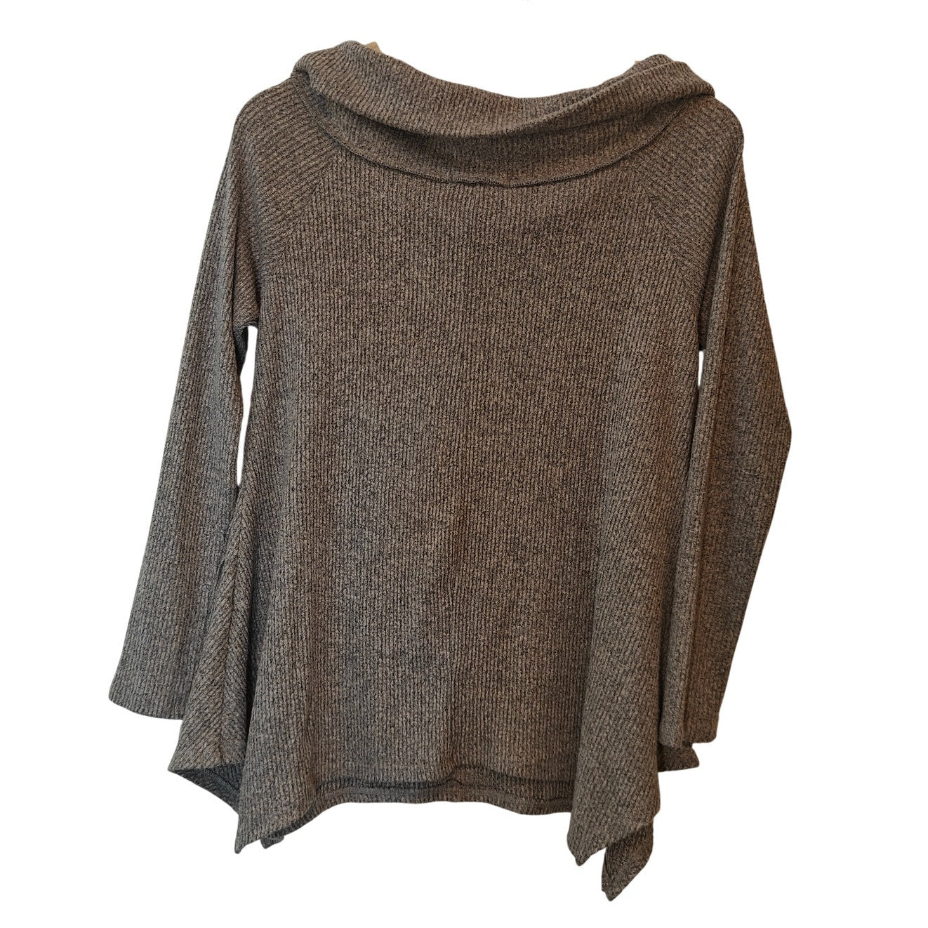 Ribbed Cowl Neck Tunic Sweater