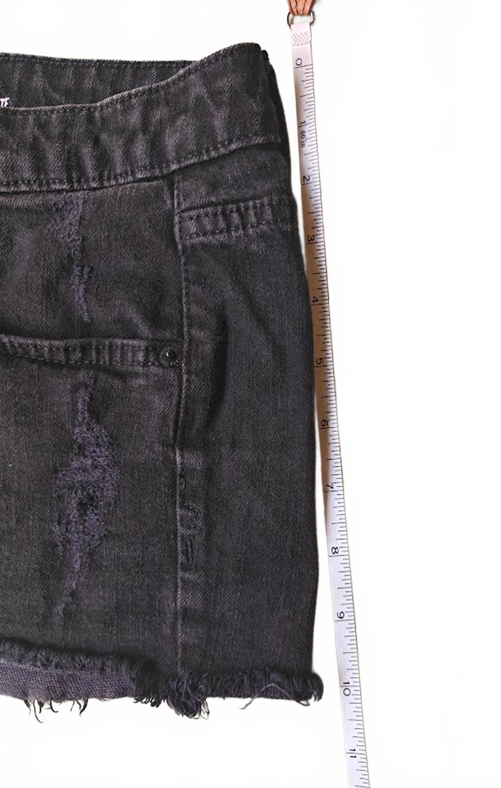 Black High Rise Cut Off Jean Shorts