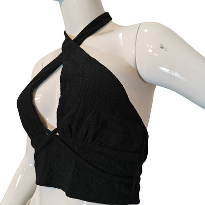 Black Halter Crop Top