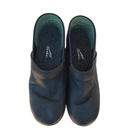 Black Leather Clogs