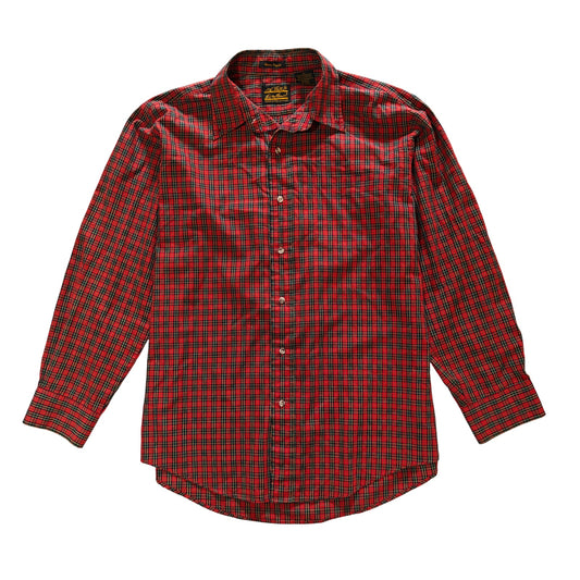 Marin Poplin Red Plaid Button Front Shirt