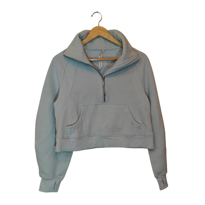 Light Blue 1/2 Zip Cropped Pullover Sweatshirt