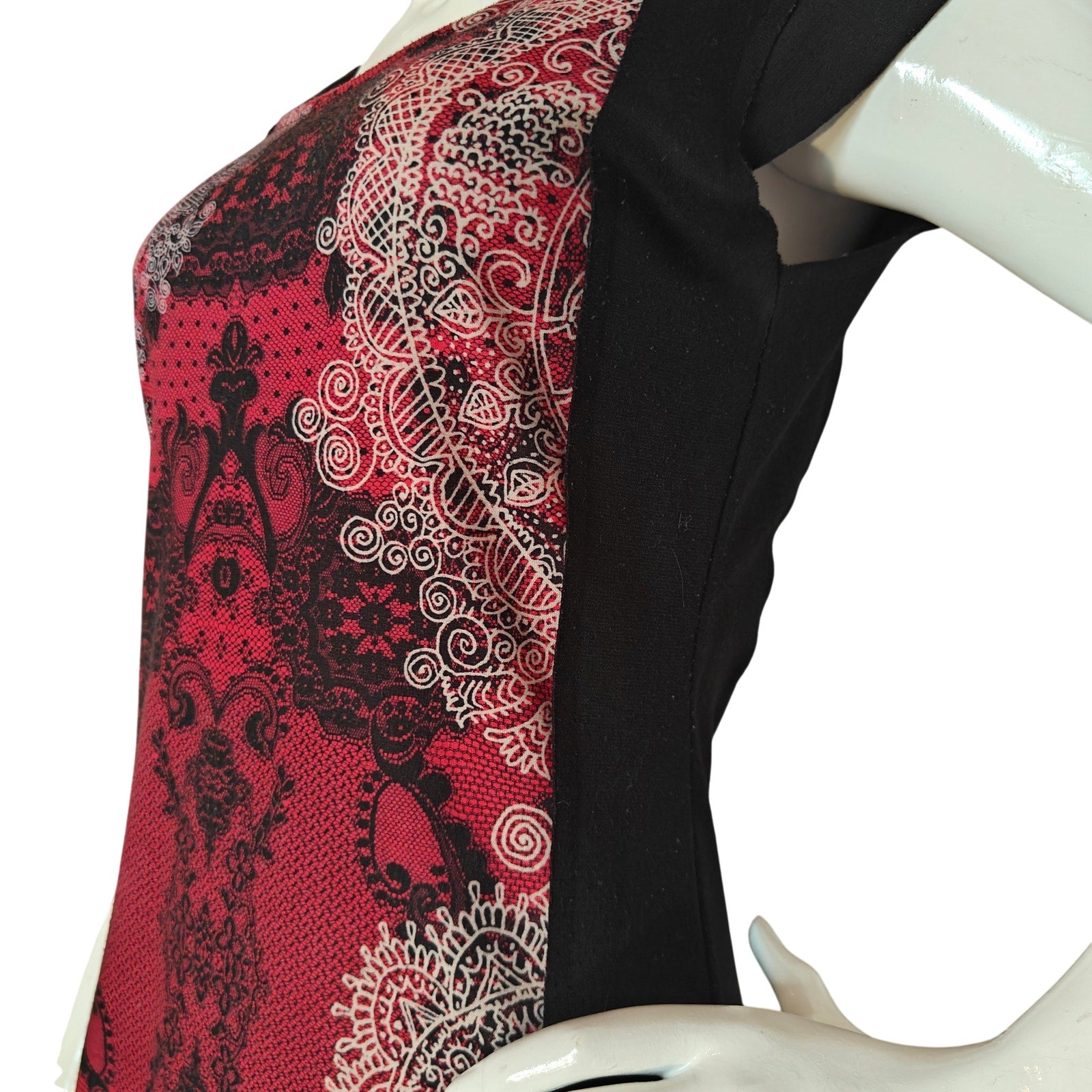 Red and Black Print Shift Dress