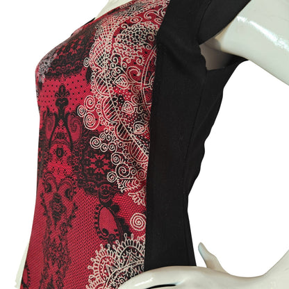 Red and Black Print Shift Dress