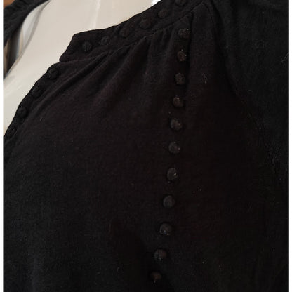 Black Short-Sleeve V-Neck Blouse