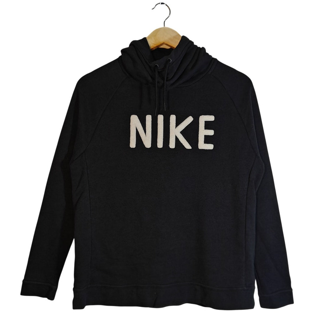 Black Nike NSW Funnel Neck French Terry Logo Hoodie