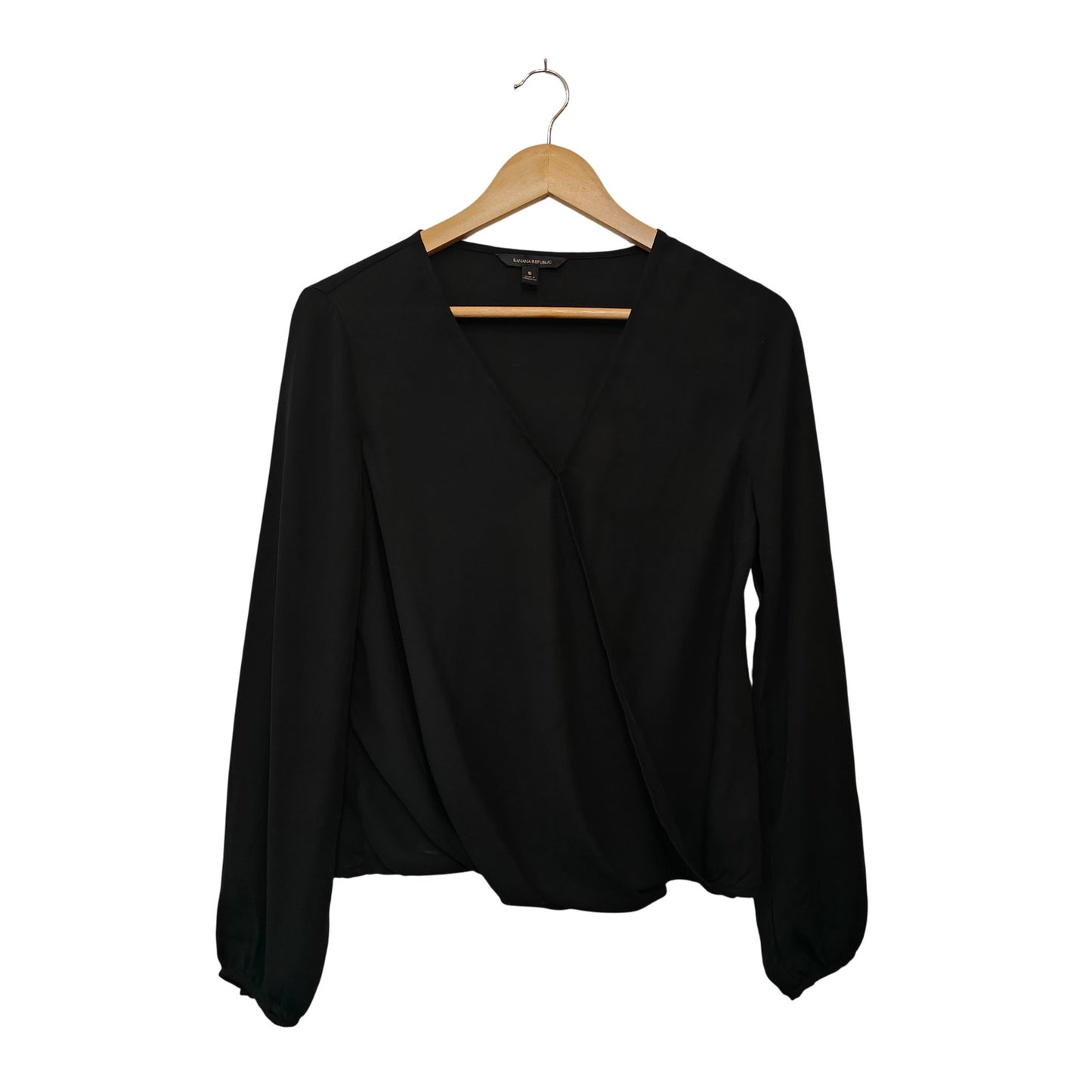Black Draped Surplice V-Neck