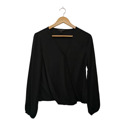 Black Draped Surplice V-Neck