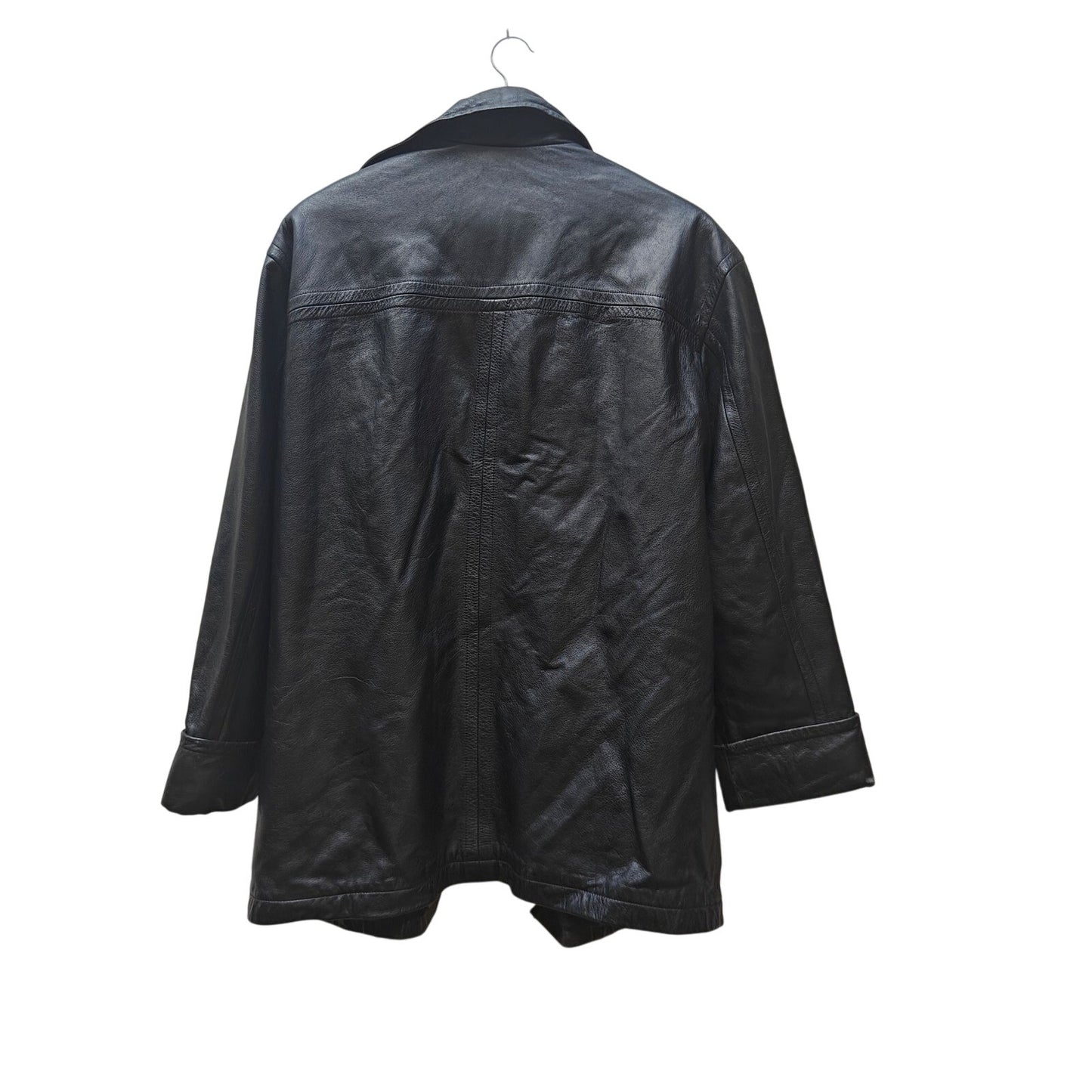 Vintage Black Leather Car Coat Black
