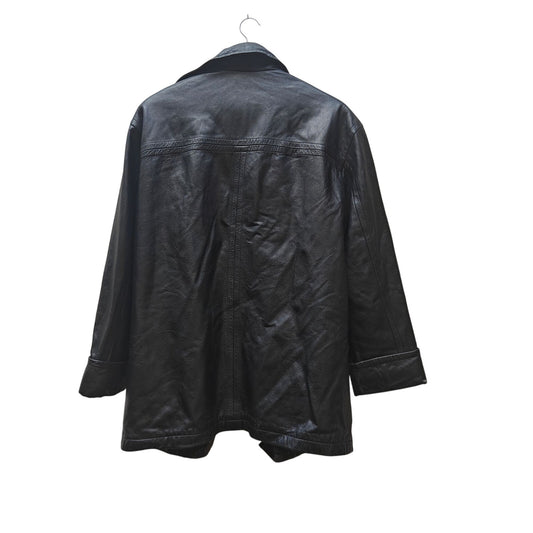 Vintage Black Leather Car Coat Black