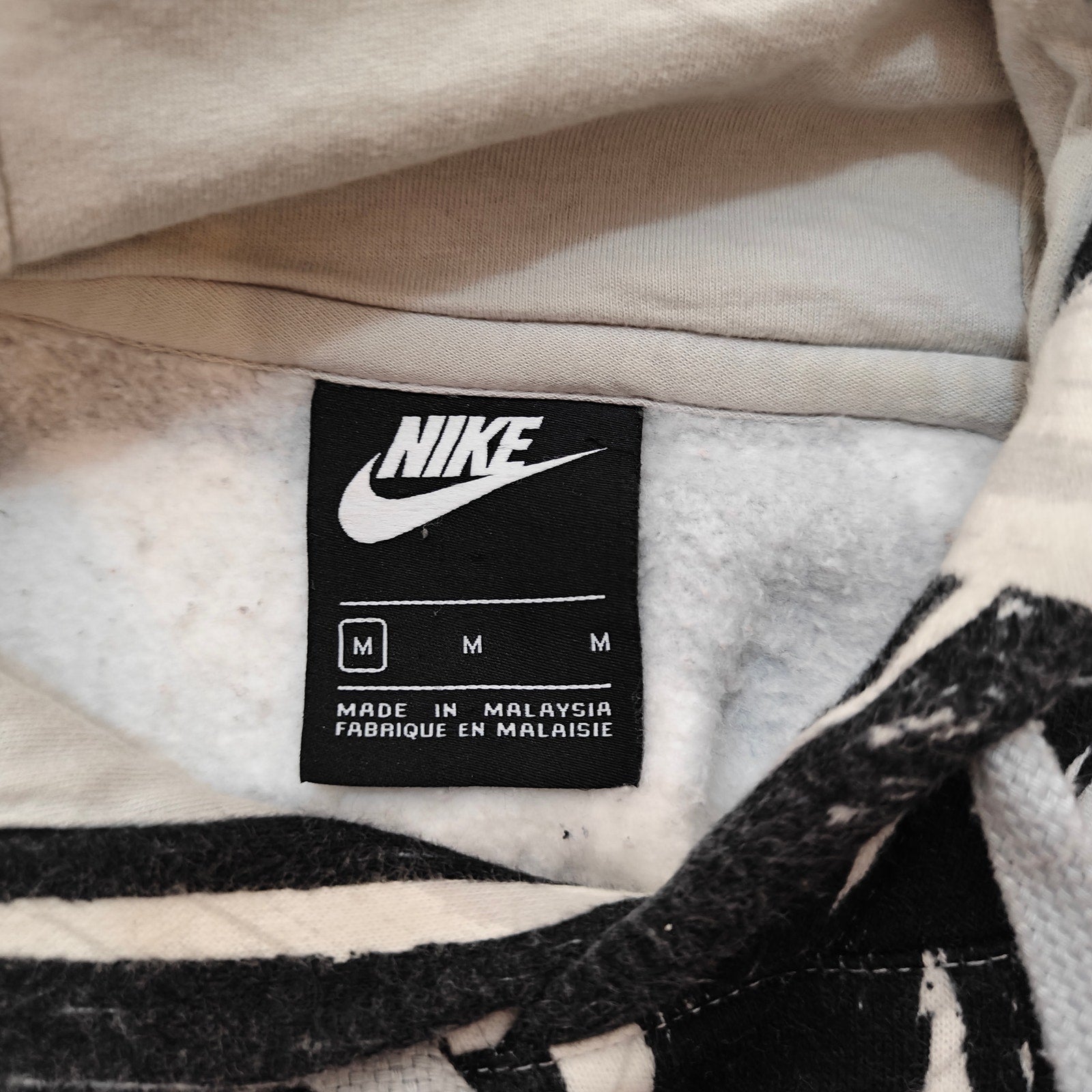 Black and White All Over Logo Print Hoodie