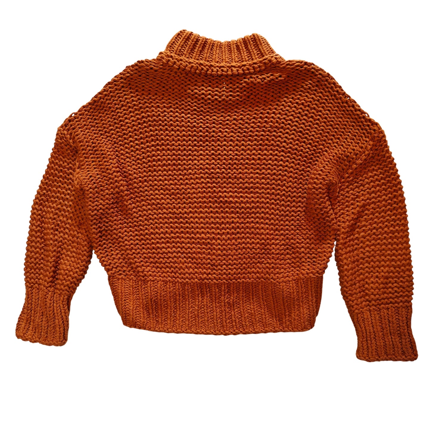Orange Chunky Knit Turtleneck Cropped Sweater