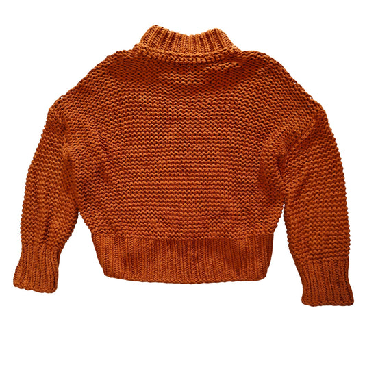 Orange Chunky Knit Turtleneck Cropped Sweater
