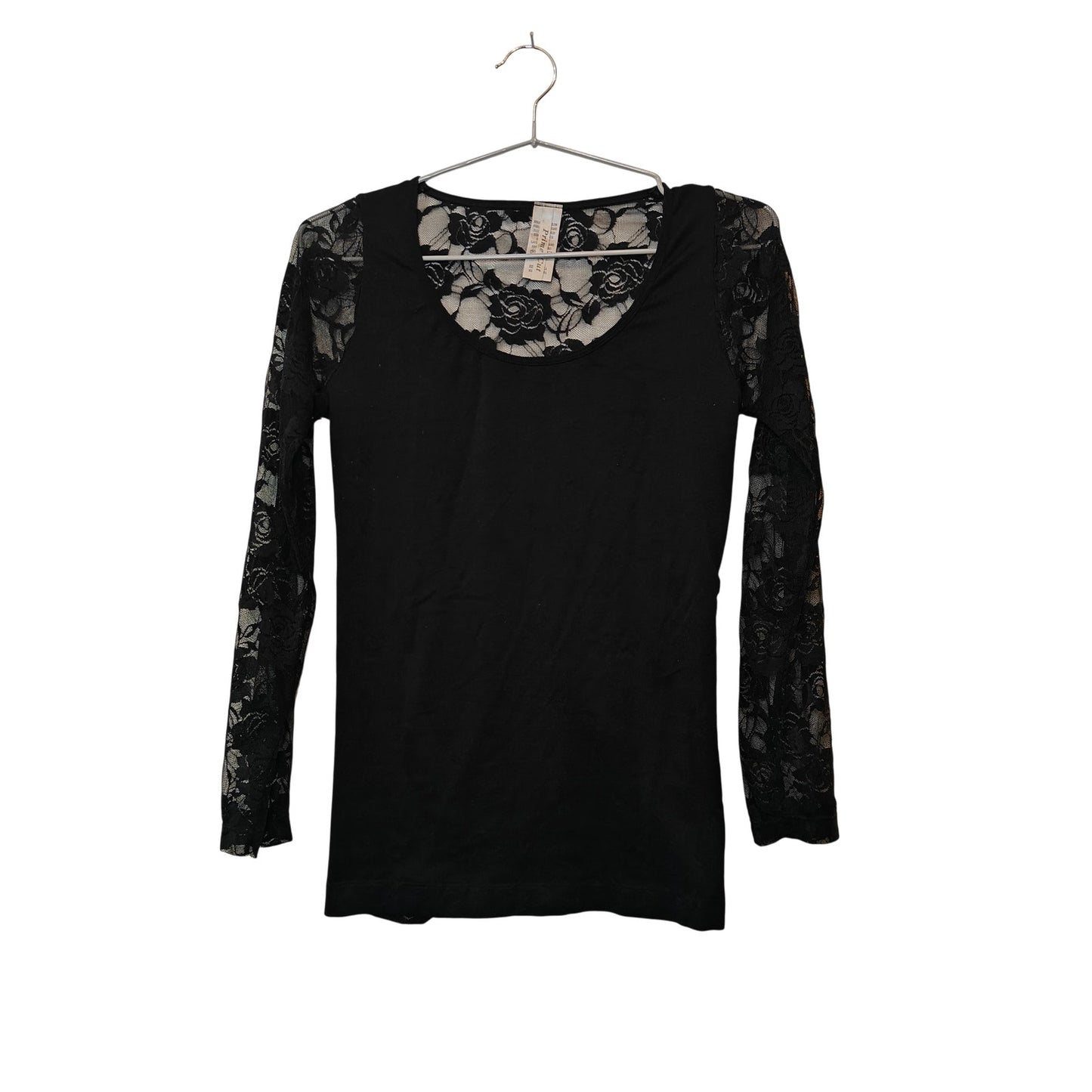 Black Lace Long-Sleeve Blouse