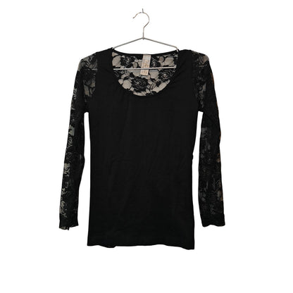 Black Lace Long-Sleeve Blouse