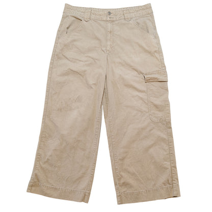 Khaki Wide Leg Cargo Pants