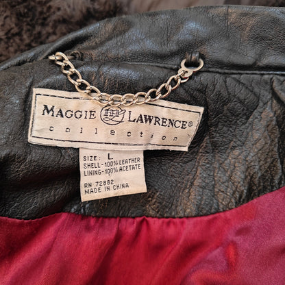 Vintage Black Leather Oversized Coat