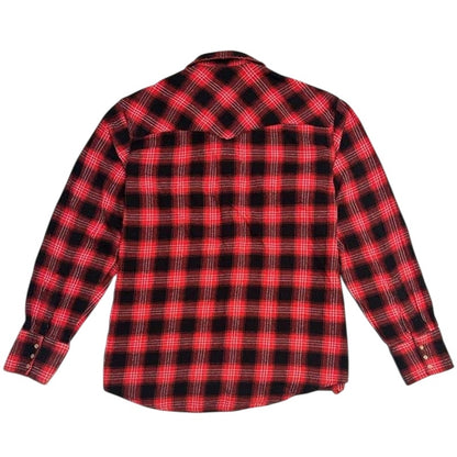 Red and Black Plaid Snap Button Flannel Shirt