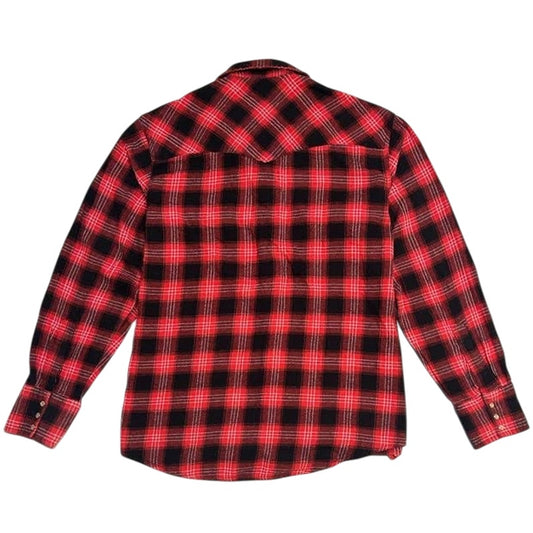 Red and Black Plaid Snap Button Flannel Shirt