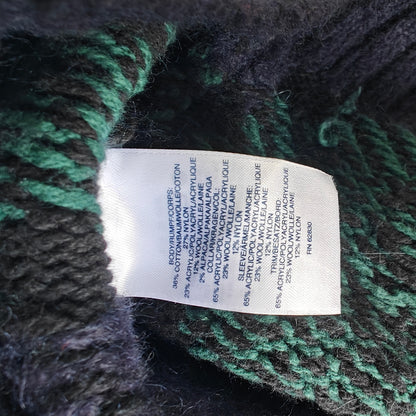 Navy & Green Plaid Cowl-Neck Poncho Sweater