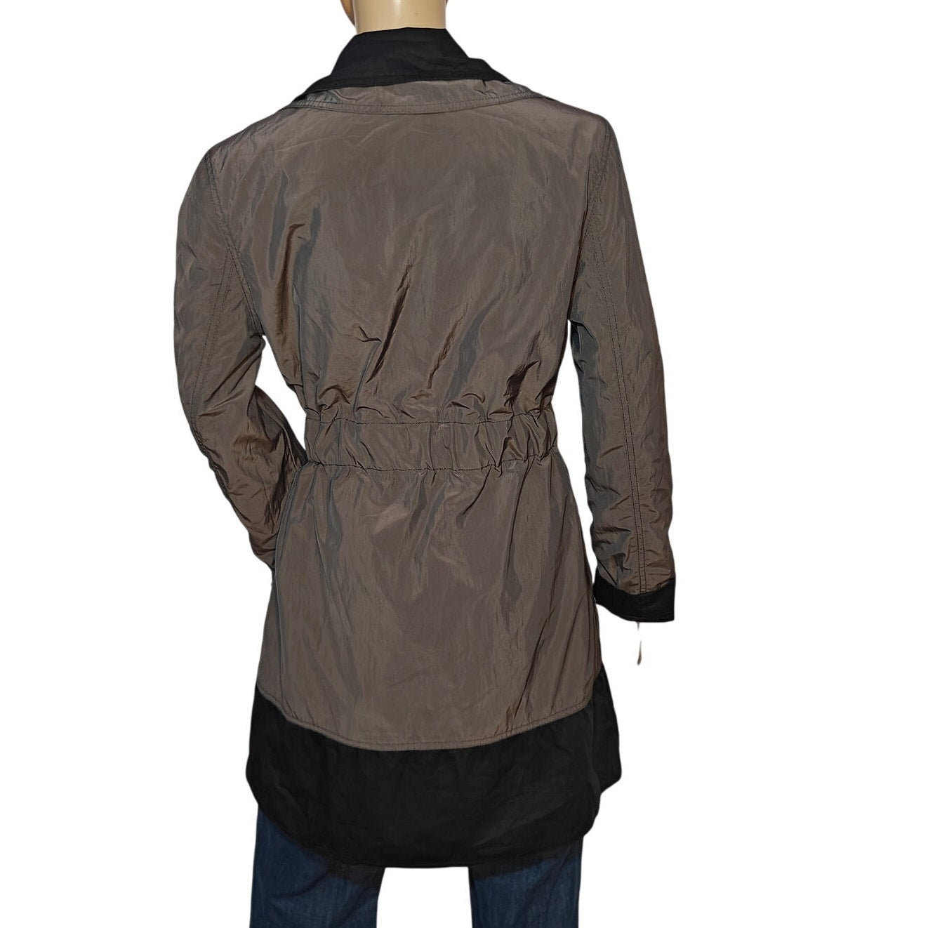 Black/Gray Reversible Belted Raincoat