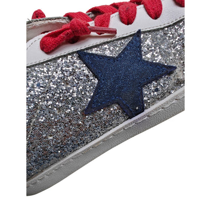 Glitter Star Sneakers With Red Laces
