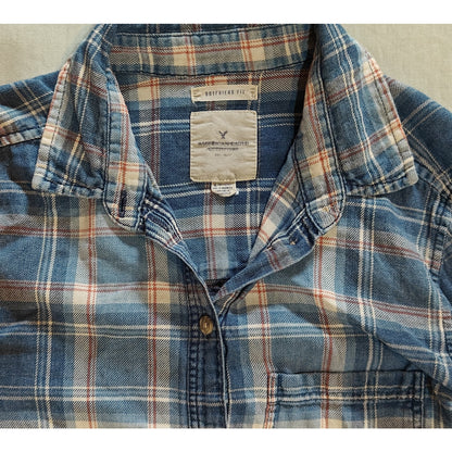Boyfriend Fit Plaid Button-Down Shirt