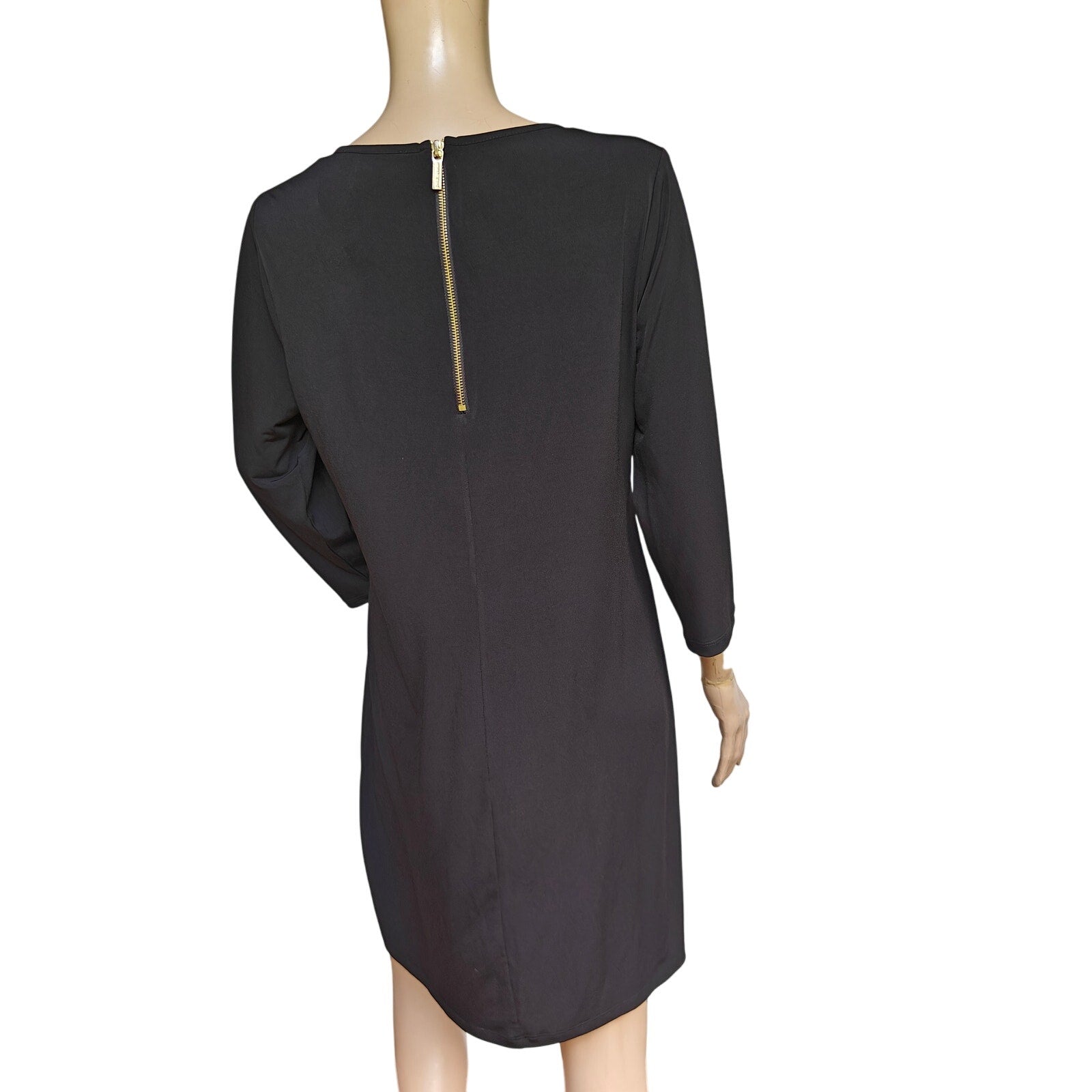 Black 3/4 Sleeve Sheath Dress with Back Zip