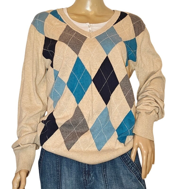 Beige Heritage Collection Argyle Cotton Sweater