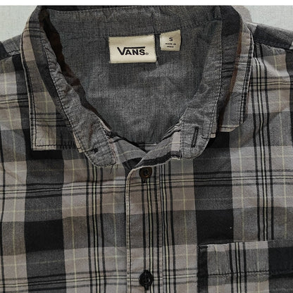 Gray and Black Plaid Button-Up Shirt