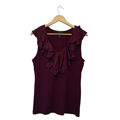 Purple Ruffle Sleeveless Blouse