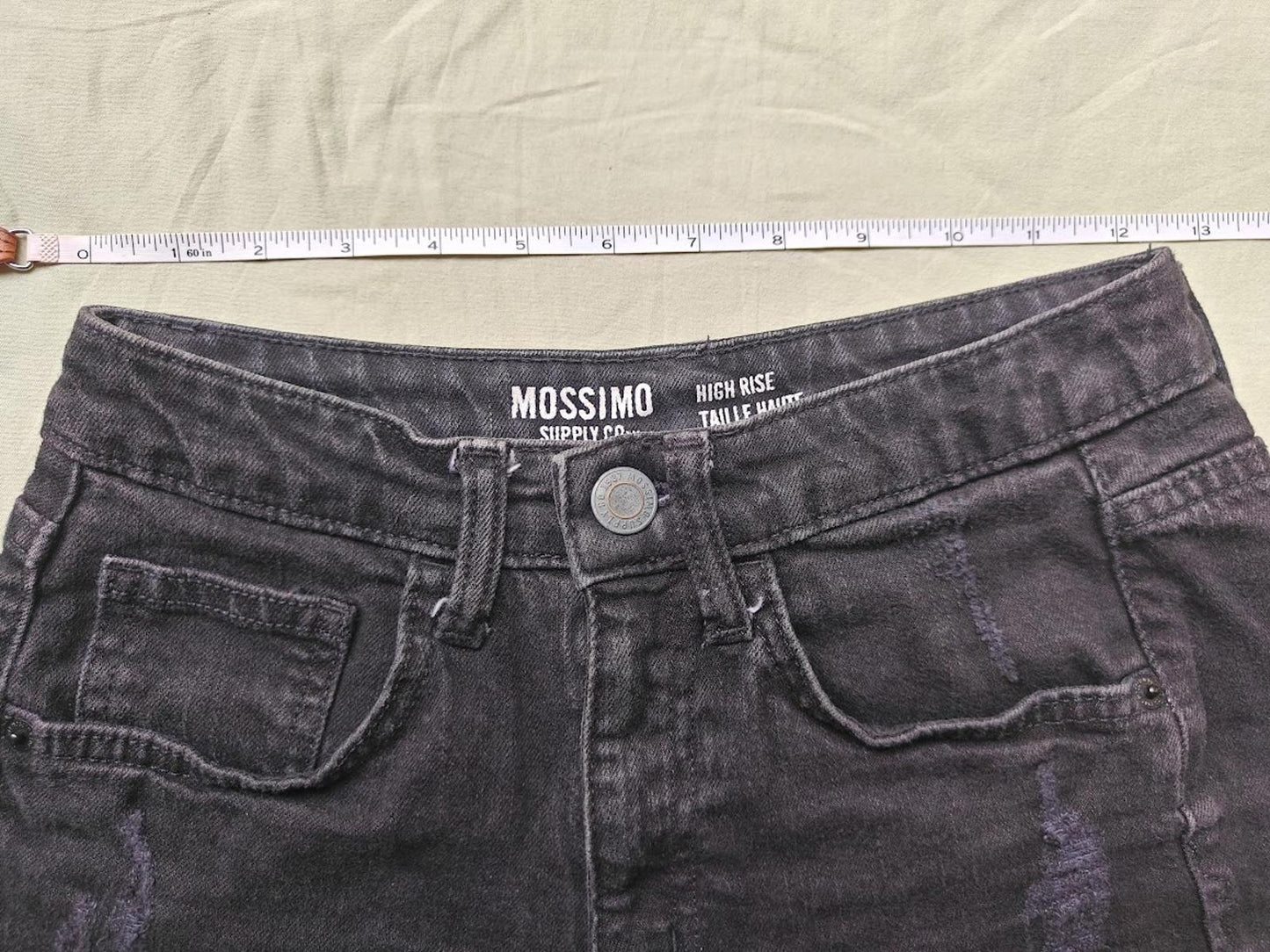 Black High Rise Cut Off Jean Shorts