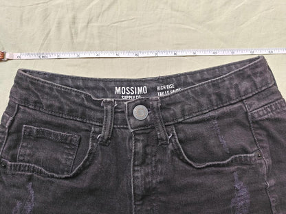 Black High Rise Cut Off Jean Shorts