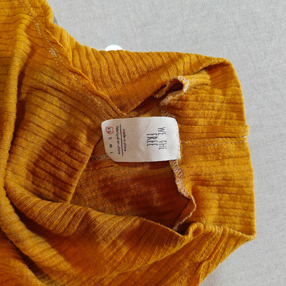 Mustard Yellow Ribbed Mock Neck Sleeveless Top