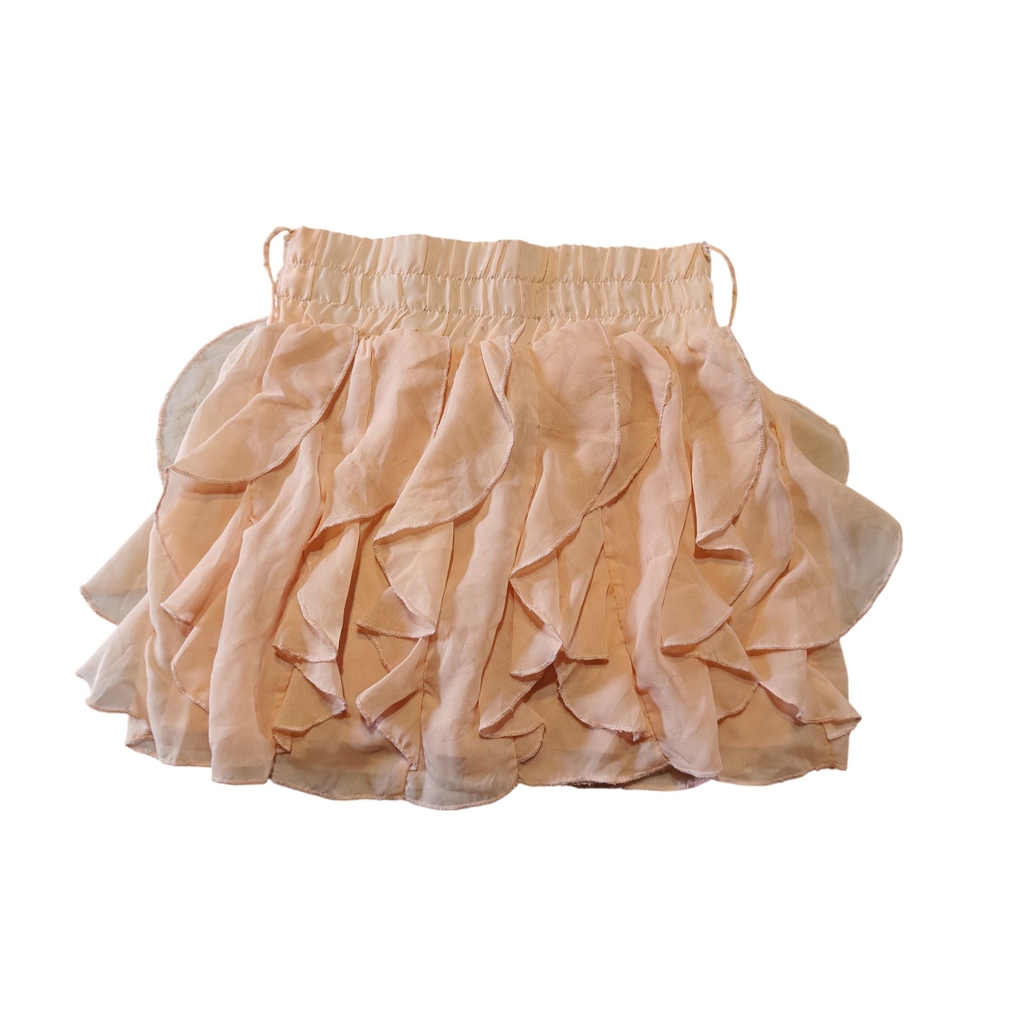 Peach Ruffle Chiffon Mini Skirt