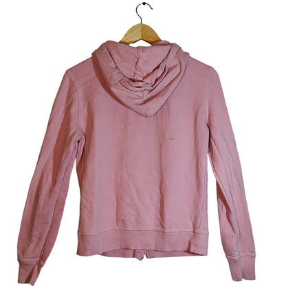 Pink Stitched Logo Zip-Up Hoodie