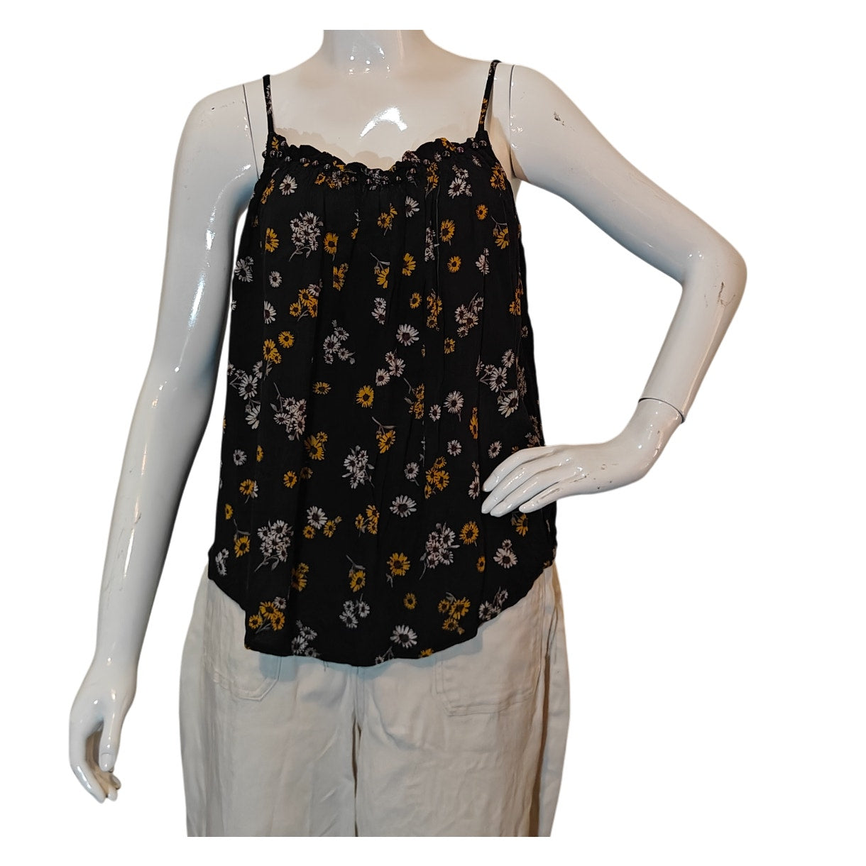 Black Floral Tank Top