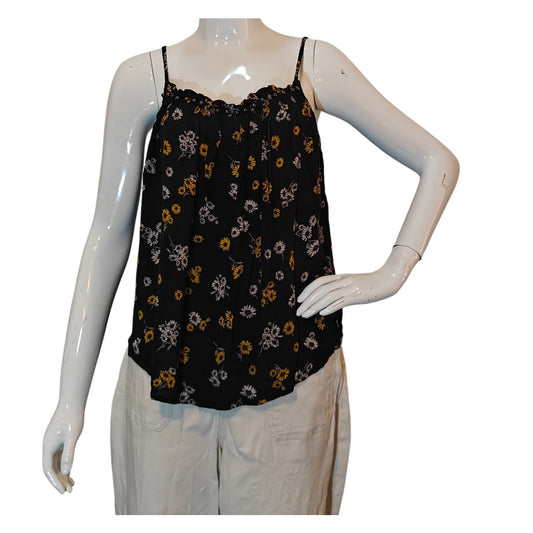 Black Floral Tank Top