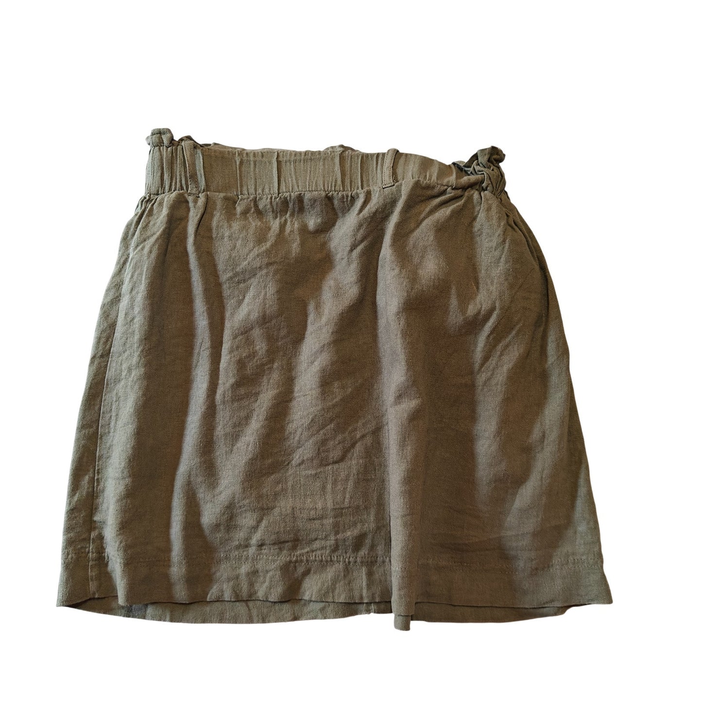 Olive Green Linen Blend Mini Skirt