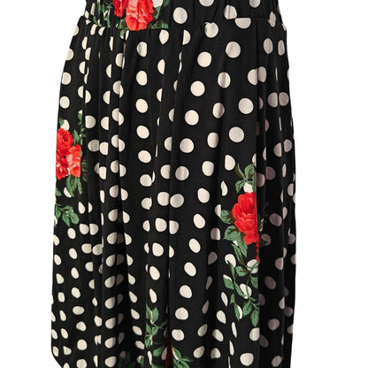 Polka Dot Floral Midi Skirt
