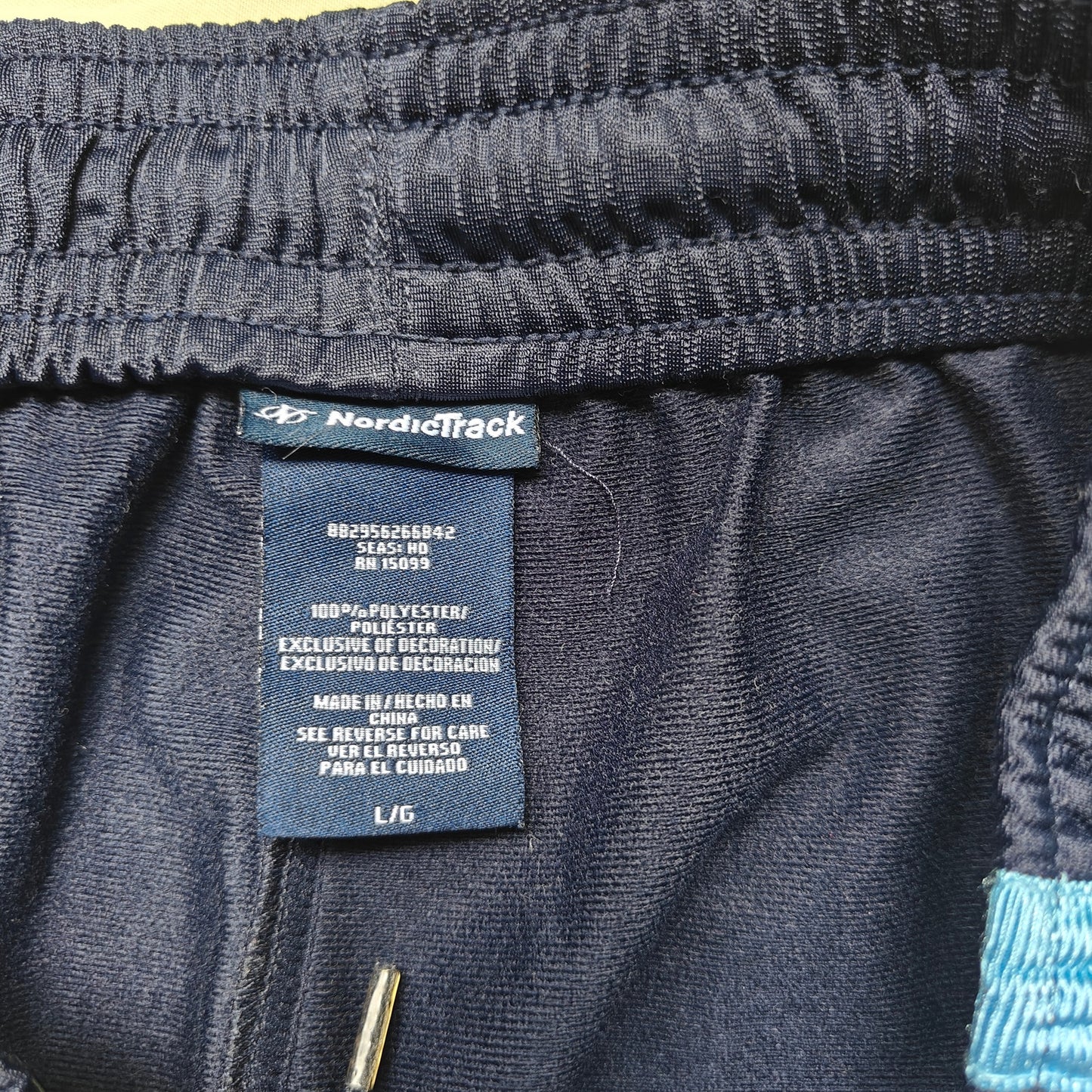 Navy Track Pants With Side Stripe and Elastic Waist