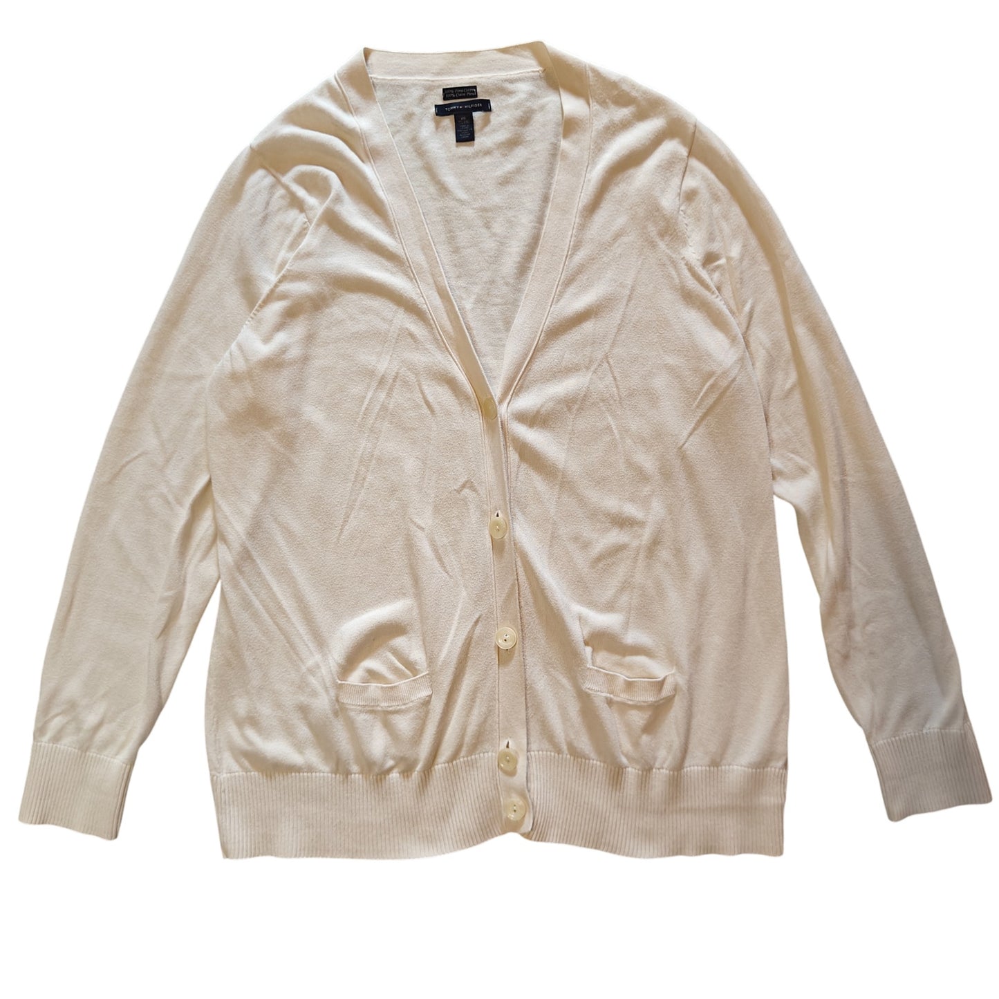Pima Cotton Ivory Cardigan Sweater