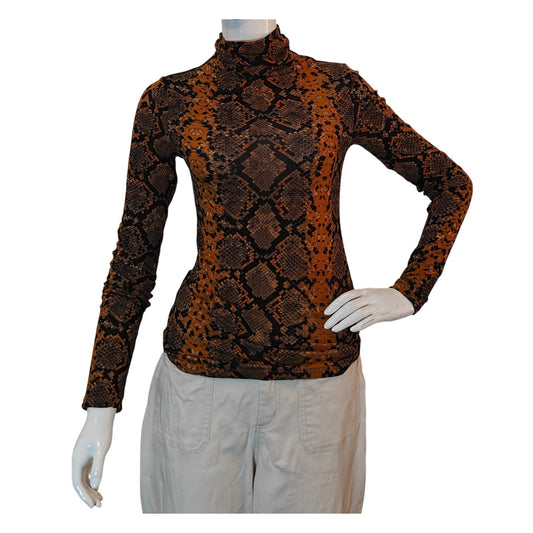 Snake Print Turtleneck Top
