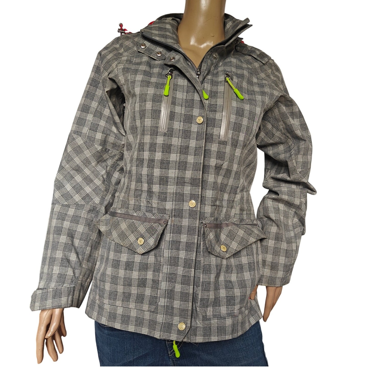 Gray Plaid Softshell Equestrian Field Jacket