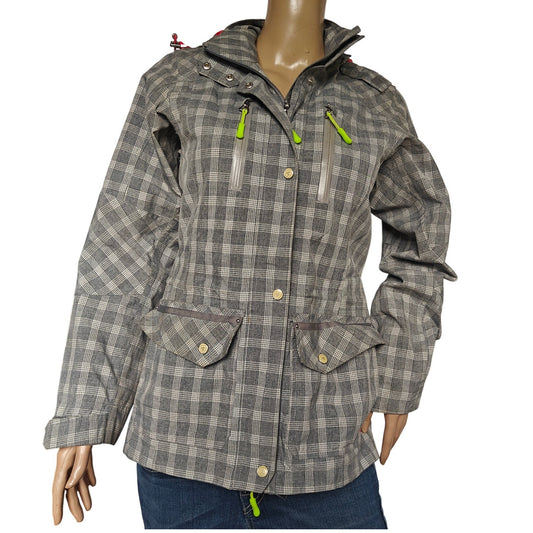Gray Plaid Softshell Equestrian Field Jacket